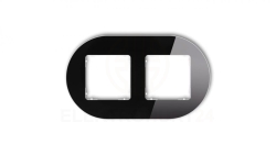 ICON Ramka uniwersalna podwójna okrągła - efekt szkła (ramka: czarna spód: biały) 12-0-IRSO-2