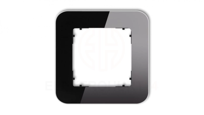 ICON Ramka uniwersalna pojedyncza zaokrąglona - efekt szkła (ramka: czarna spód: czarny) 12-12-IRSZ-1