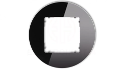 ICON Ramka uniwersalna pojedyncza okrągła - efekt szkła (ramka: czarna spód: grafitowy mat) 12-28-IRSO-1