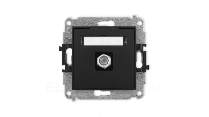 ICON Mechanizm gniazda antenowego pojedynczego typu F (SAT) niklowany czarny mat 12IGF-1