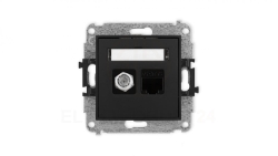 ICON Mechanizm gniazda antenowego poj. typu F (SAT) + gniazda komp. poj. 1xRJ45, kat. 6, 8-stykowy czarny mat 12IGFK-3