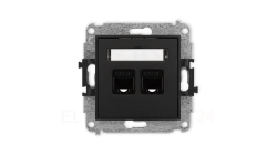 ICON Mechanizm gniazda komputerowego podwójnego 2xRJ45, kat. 5e, 8-stykowy czarny mat 12IGK-2