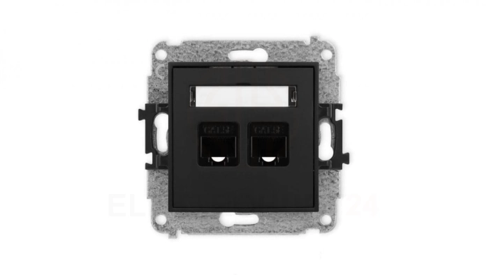 ICON Mechanizm gniazda komputerowego podwójnego 2xRJ45, kat. 5e, 8-stykowy czarny mat 12IGK-2