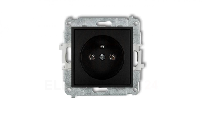 ICON Mechanizm gniazda pojedynczego z uziemieniem 2P+Z (bez przesłon torów prądowych) czarny mat 12IGP-1z
