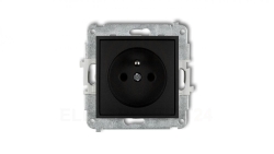 ICON Mechanizm gniazda pojedynczego z uziemieniem 2P+Z (przesłony torów prądowych) czarny mat 12IGP-1zp