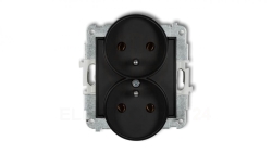ICON Mechanizm gniazda podwójnego do ramki z uziemieniem 2x(2P+Z) (bez przesłon torów prądowych) czarny mat 12IGPR-2z