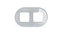 ICON Ramka uniwersalna podwójna okrągła - efekt szkła (ramka: szara spód: biały) 15-0-IRSO-2