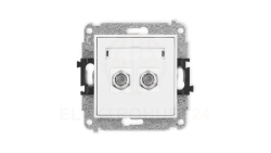 ICON Mechanizm gniazda antenowego podwójnego typu F (SAT) niklowany biały mat 25IGF-2