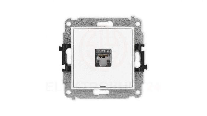 ICON Mechanizm gniazda komputerowego pojedynczego 1xRJ45, kat. 6, ekranowane, 8-stykowy, bez pola opisowego biały mat 25IGKBO-5