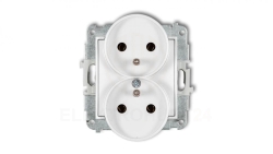 ICON Mechanizm gniazda podwójnego do ramki z uziemieniem 2x(2P+Z) (bez przesłon torów prądowych) biały mat 25IGPR-2z