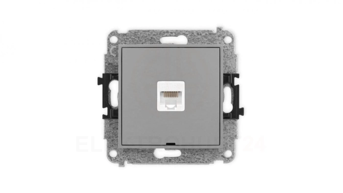 ICON Mechanizm gniazda komputerowego pojedynczego 1xRJ45, kat. 5e, 8-stykowy, bez pola opisowego szary mat 27IGKBO-1