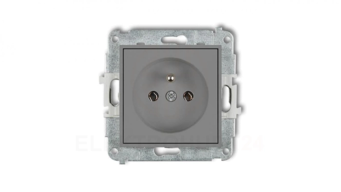 ICON Mechanizm gniazda pojedynczego z uziemieniem 2P+Z (bez przesłon torów prądowych) szary mat 27IGP-1z