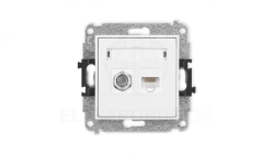 ICON Mechanizm gniazda antenowego poj. typu F (SAT) + gniazda komp. poj. 1xRJ45, kat. 5e, 8-stykowy biały IGFK-1