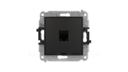 ICON Mechanizm gniazda komputerowego pojedynczego 1xRJ45, kat. 6, 8-stykowy, bez pola opisowego czarny mat 12IGKBO-3