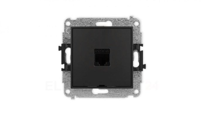 ICON Mechanizm gniazda komputerowego pojedynczego 1xRJ45, kat. 6, 8-stykowy, bez pola opisowego czarny mat 12IGKBO-3