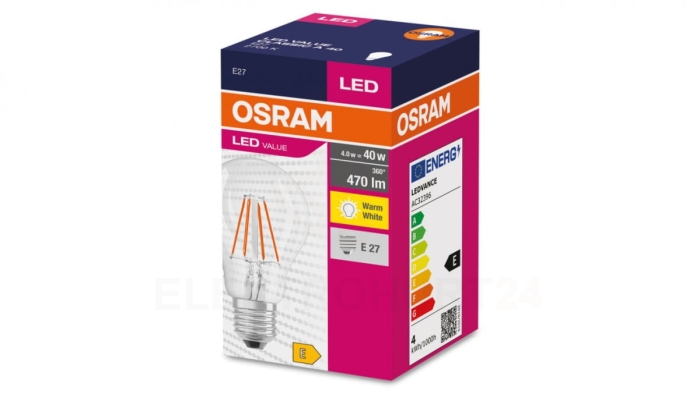 Żarówka LED E27 4W/827 E27 VALUE CL A FIL 40 non-dim 4W/827 4058075439856