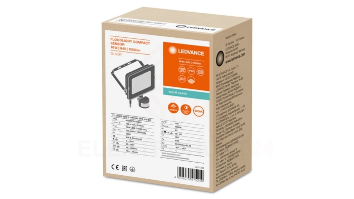 Projektor LED FLOOD COMPACT SENSOR V 10W 840 SYM 100 BK 4058075575240