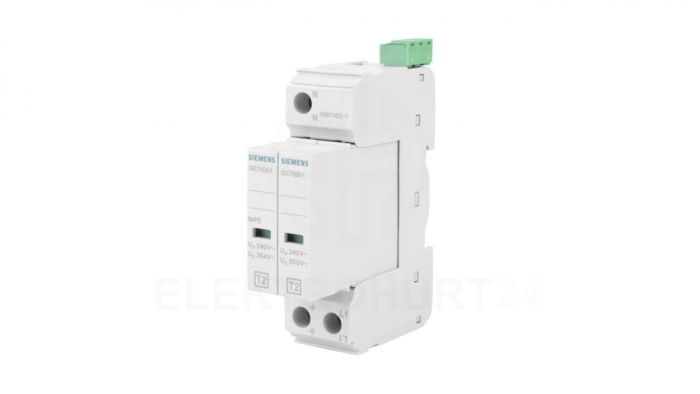 Ogranicznik przepięć C Typ 2 1P+N Uc 350V szerokość 24mm 20kA TN-S ze stykami sygn. SENTRON 5SD7422-1