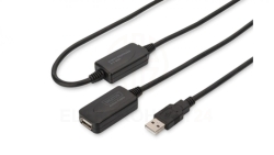 Kabel przedłużający USB 2.0 HighSpeed Typ USB A/USB A M/Ż aktywny czarny 20m DA-73102