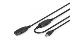 Kabel przedłużający USB 3.0 SuperSpeed Typ USB A/USB A M/Ż aktywny czarny 10m DA-73105