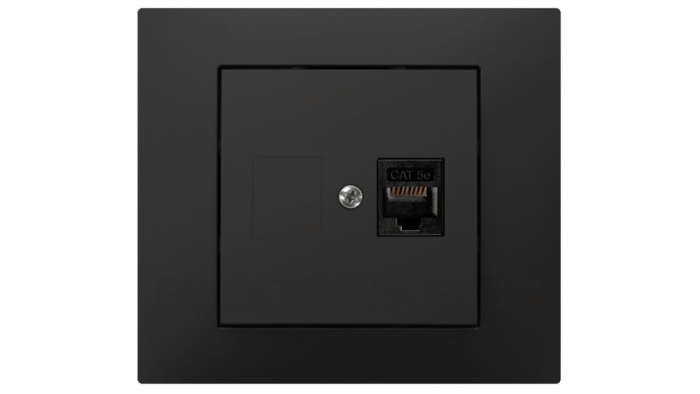Vestra Gniazdo komputerowe pojedyncze RJ45 bez ramki podtynkowe IP20 czarny 3848-19