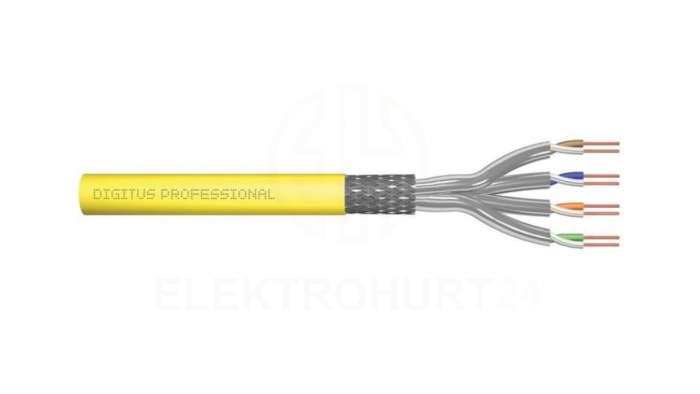 Kabel teleinformatyczny S/FTP kat.7A LS0H drut żółty B2ca DK-1745-A-VH-5 /500m/