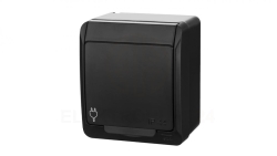 HERMES Gniazdo natynkowe pojedyncze z uziemieniem 2P+Z schuko IP44 czarne 0324-09