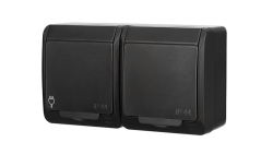 HERMES Gniazdo hermetyczne natynkowe podwójne z uziemieniem 2x2P+Z schuko IP44 czarne 0325-09