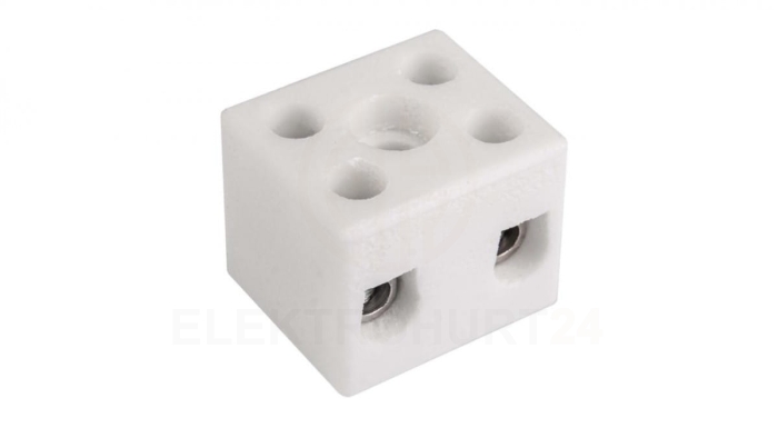 Złączka gwintowa porcelanowa 6mm 2 tory biała z 1 otworem montażowym CPO-10A-2P 80013516 /20szt./