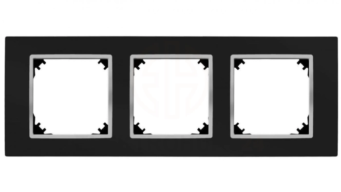 SANTRA ramka potrójna czarny/chrom 4173-46