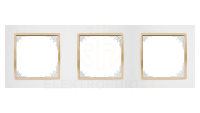 SANTRA ramka potrójna biały/złoty 4173-27