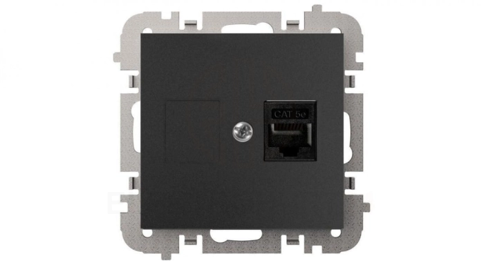 SANTRA gniazdo 1xkomputerowe RJ45 bez ramki podtynkowe czarny 4148-19