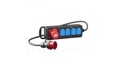 RS-P przedłużacz siłowy gumowany 4x2P+Z 3P+N+Z 32A, z przewodem i wtyką 5P/32A czarny 7002-10