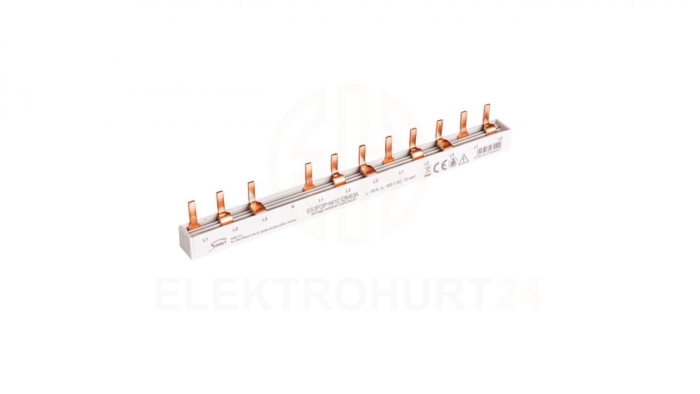 Szyna prądowa łączeniowa - sztyftowa 3-fazowa 63A 12 modułów 10 mm pod zabezp. różnicowo-prądowe SS3F(3P+N) 10 12M63A 81996206