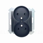 Gniazdo podwójne z uziemieniem czarny mat DGZ2MZ.01/49 KONTAKT SIMON 54