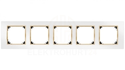 VESTRA ramka pięciokrotna IP20 biały/złoty 3875-27
