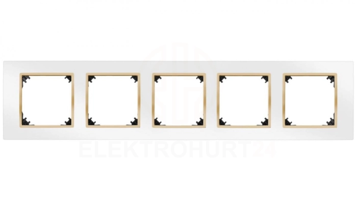 VESTRA ramka pięciokrotna IP20 biały/złoty 3875-27