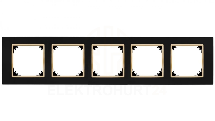VESTRA ramka pięciokrotna IP20 czarny/złoty 3875-47