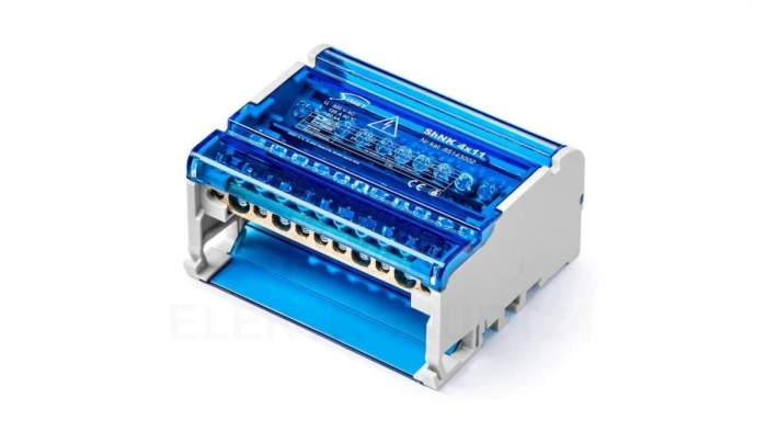 Czterobiegunowy modułowy blok rozdzielczy 4x(7x6mm 2x25mm 2x35mm) na szynę TS35 ShNK 4x11 85143002