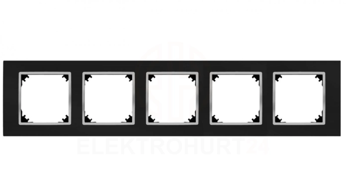 SANTRA ramka pięciokrotna IP20 czarny/chrom 4175-46