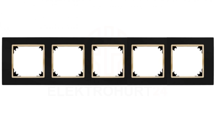 SANTRA ramka pięciokrotna IP20 czarny/złoty 4175-47