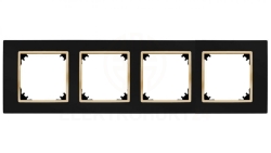 SANTRA ramka czterokrotna IP20 czarny/złoty 4174-47