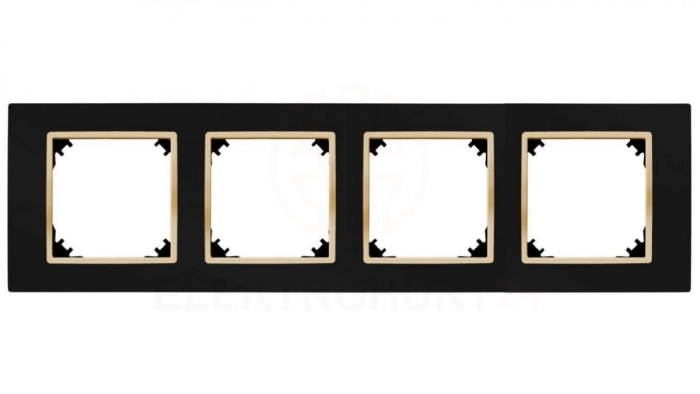 SANTRA ramka czterokrotna IP20 czarny/złoty 4174-47