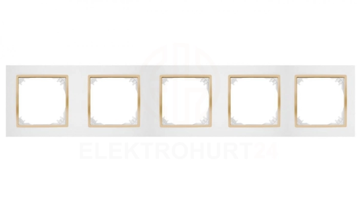 SANTRA ramka pięciokrotna IP20 biały/złoty 4175-27