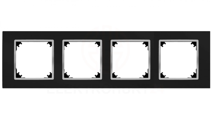 SANTRA ramka czterokrotna IP20 czarny/chrom 4174-46