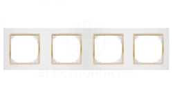 SANTRA ramka czterokrotna IP20 biały/złoty 4174-27
