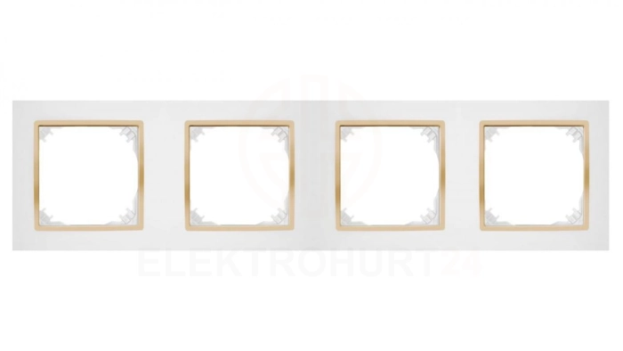 SANTRA ramka czterokrotna IP20 biały/złoty 4174-27