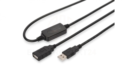 Repeater USB A/USB A M/Ż czarny 10m
