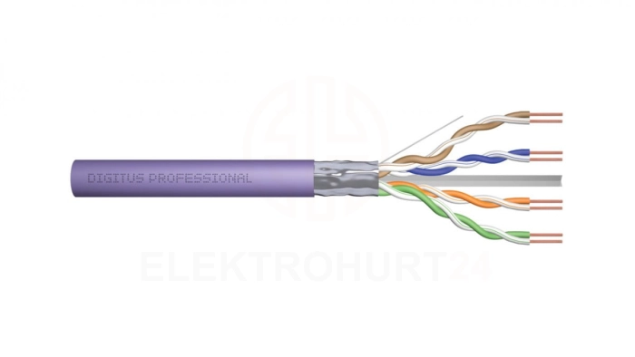 Kabel teleinformatyczny F/UTP kat.6 4x2xAWG23 LSOH drut fioletowy B2ca DK-1626-VH-5 /500m/