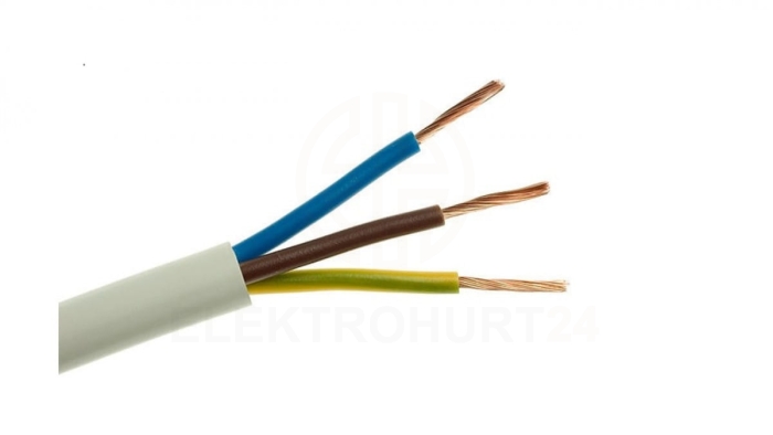 Przewód mieszkaniowy H03VV-F (OMY) 3x1 żo biały 300/300V /100m/